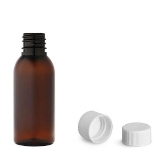 Plastová lahvička hnědá s bílým uzávěrem Via 35 ml