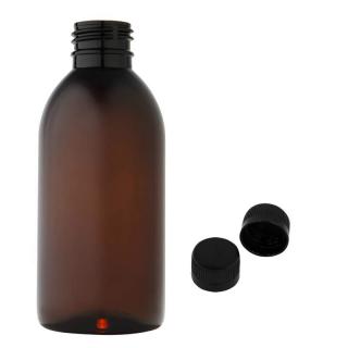 Plastová lahvička hnědá s černým uzávěrem Tera 200 ml