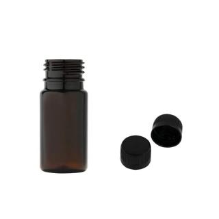 Plastová lahvička hnědá s černým uzávěrem Tera 35 ml