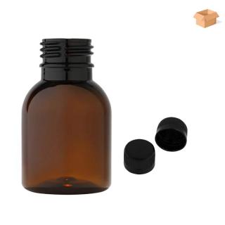 Plastová lahvička hnědá s černým uzávěrem Tera 50 ml - 600 ks
