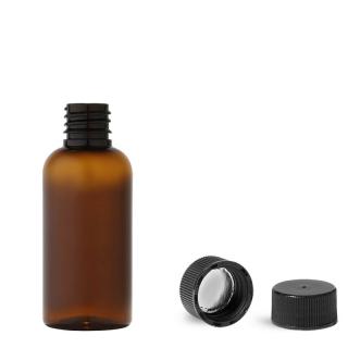 Plastová lahvička hněda s černým uzávěrem Via 50 ml - 800 ks