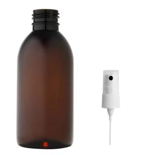 Plastová lahvička hnědá s kosmetickým rozprašovačem Tera 200 ml