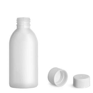 Plastová lahvička, lékovka bílá s bílým uzávěrem Tera 150 ml