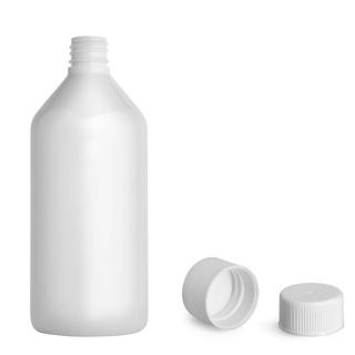 Plastová lahvička, lékovka bílá s bílým uzávěrem Via 215 ml