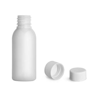 Plastová lahvička, lékovka bílá s bílým uzávěrem Via 35 ml