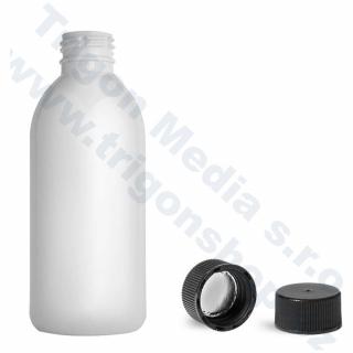 Plastová lahvička, lékovka bílá s černým uzávěrem Tera 250 ml