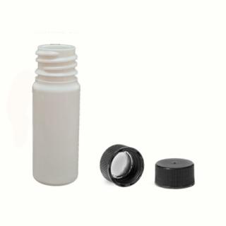 Plastová lahvička, lékovka bílá s černým uzávěrem Via 10 ml