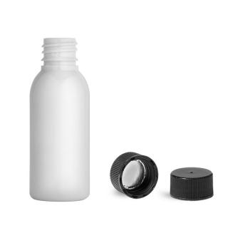 Plastová lahvička, lékovka bílá s černým uzávěrem Via 35 ml