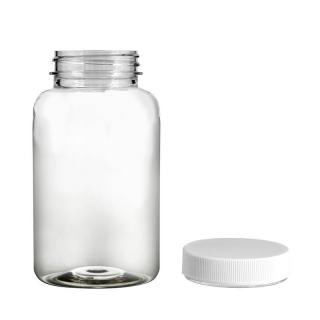 Plastová lahvička, lékovka čirá s bílým uzávěrem Pilulka 100 ml