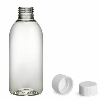 Plastová lahvička, lékovka čirá s bílým uzávěrem Tera 200 ml