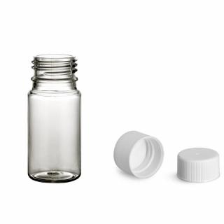 Plastová lahvička, lékovka čira s bílým uzávěrem Tera 35 ml