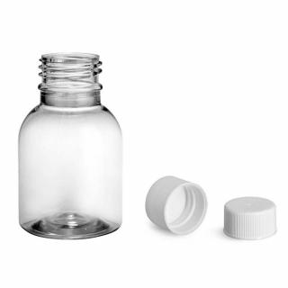 Plastová lahvička, lékovka čirá s bílým uzávěrem Tera 50 ml