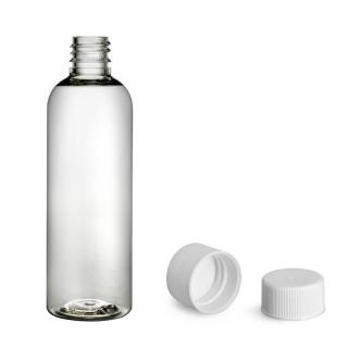 Plastová lahvička, lékovka čirá s bílým uzávěrem Via 100 ml