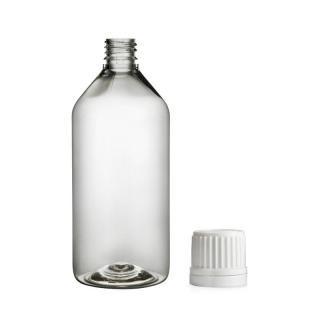 Plastová lahvička, lékovka čirá s bílým uzávěrem Via 215 ml