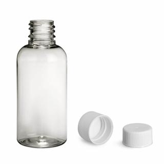 Plastová lahvička, lékovka čirá s bílým uzávěrem Via 50 ml