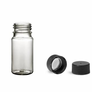 Plastová lahvička, lékovka čirá s černým uzávěrem Tera 35 ml