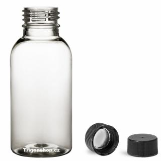Plastová lahvička, lékovka čirá s černým víčkem Tera 100 ml
