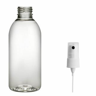 Plastová lahvička, lékovka čirá s kosmetickým rozprašovačem Tera 200 ml