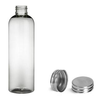 Plastová lahvička, lékovka čirá se stříbrným uzávěrem Ambra 250 ml