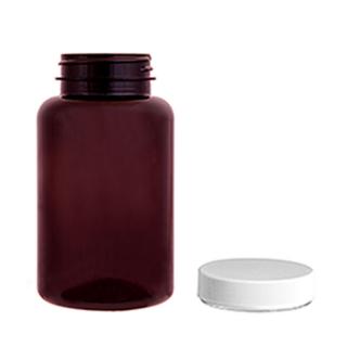 Plastová lahvička, lékovka hnědá s bílým uzávěrem Pilulka 150 ml