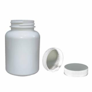 Plastová lékovka bílá s bílým uzávěrem s ALU vložkou Pilulka 150 ml