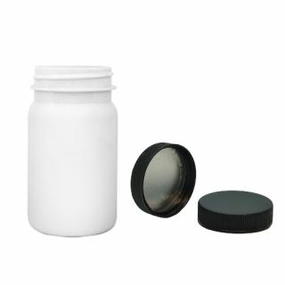 Plastová lékovka bílá s černým uzávěrem s ALU vložkou Pilulka 100 ml