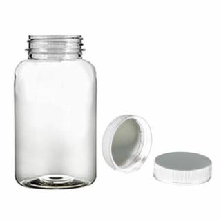 Plastová lékovka čirá s bílým uzávěrem s ALU vložkou Pilulka 250 ml
