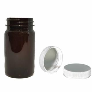 Plastová lékovka hnědá s bílým uzávěrem s ALU vložkou Pilulka 100 ml