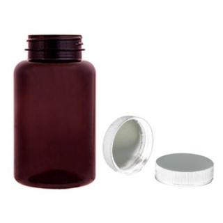 Plastová lékovka hnědá s bílým uzávěrem s ALU vložkou Pilulka 250 ml
