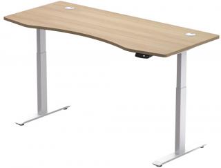 Elektricky výškově nastavitelný stůl Hi5 - 2 segmentový, paměťový ovladač - bílá konstrukce, dub deska  Šířka 150 cm