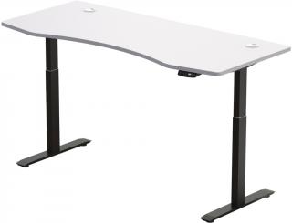 Elektricky výškově nastavitelný stůl Hi5 - 2 segmentový, paměťový ovladač - černá konstrukce, bílá deska  Šířka 150 cm