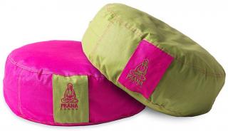 Meditační polštář PRÁNA s potahem 2v1 - růžová + zelená  36 x 12 cm | + Dárek: náhradní náplň + ubrousek na zachytávání barev