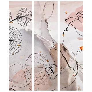 Paraván Fabulo 3-dílný - Abstraktní květy  172 x 135 cm | stejný design na obou stranách
