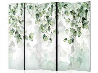 Paraván Fabulo 5-dílný - Zelené listy  172 x 225 cm | stejný design na obou stranách