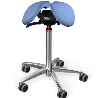 Sedlová židle SALLI Swing  24 barev Barva čalounění: Kůže - modrá riflová #77237, Konstrukce: chromová + standard základna, Výška postavy: Nízká (S) -…