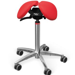 Sedlová židle SALLI Swing  24 barev Barva čalounění: Kůže - PQ červená #05011/PQ, Konstrukce: chromová + standard základna, Výška postavy: Nízká (S) -…