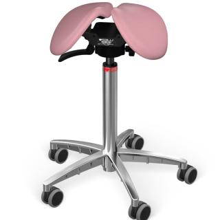 Sedlová židle SALLI Swing  24 barev Barva čalounění: Syntetická kůže - růžová #9573, Konstrukce: chromová + standard základna, Výška postavy: Nízká…