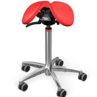 Sedlová židle Salli SwingFit  24 barev Barva čalounění: Kůže - červená #05011, Konstrukce: chromová + standard základna, Výška postavy: Nízká (S) - do…