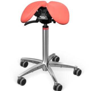 Sedlová židle Salli SwingFit  24 barev Barva čalounění: Kůže - korálová #05145, Konstrukce: černá + standard základna, Výška postavy: Střední (M) - do…