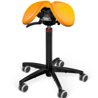 Sedlová židle Salli SwingFit  24 barev Barva čalounění: Kůže - mandarinková #54033, Konstrukce: černá + standard základna, Výška postavy: Vysoká (L) -…