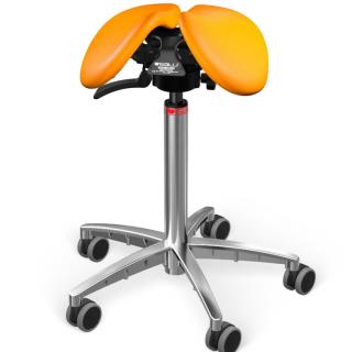 Sedlová židle Salli SwingFit  24 barev Barva čalounění: Kůže - mandarinková #54033, Konstrukce: chromová + standard základna, Výška postavy: Střední…
