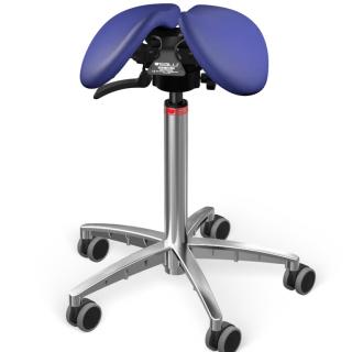 Sedlová židle Salli SwingFit  24 barev Barva čalounění: Kůže - tmavě modrá #77158, Konstrukce: chromová + standard základna, Výška postavy: Nízká (S)…