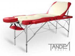 Skládací masážní stůl TANDEM Profi A3D Duo  195*70 cm / 15,9 kg / 5 barev Barva: krémovo-červená