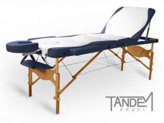 Skládací masážní stůl TANDEM Profi W3D DUO  195*70 cm / 16,6 kg / 2 barvy Barva: bílo-modrá