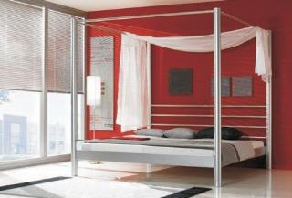 Kovová postel LARA SILBER - nebesa Povrchová úprava: Základní (černá, bílá, stříbrná 9006), Rozměr: 140 x 200 cm