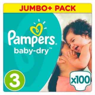 Pampers Baby dry 3 Jumbo jednorázové pleny 100 ks