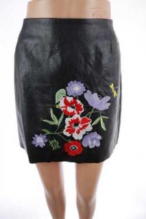 Dámská sukně, koženka s výšivkou - H &amp; M - 42  (42)