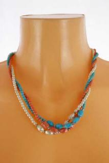 Dámský náhrdelník - 3 řady umělohmotných korálků (50 cm)