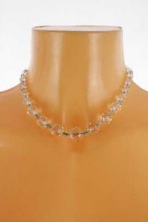 Dámský náhrdelník - skleněné korálky, průhledné (38 cm)