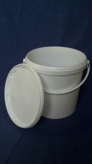 Plastový kbelík bílý s víkem, objem 10,8 l (1-23 ks)